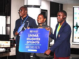 NBM Chilenga (left) UNIMA Mzaza (centre) and students rep Austin Roben